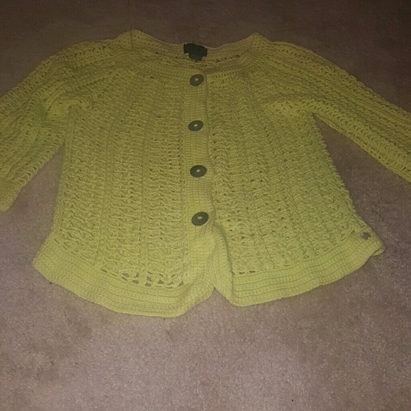Hand Knit Sweater Lime Cardigan Sweater s/m - Picture 3 of 5
